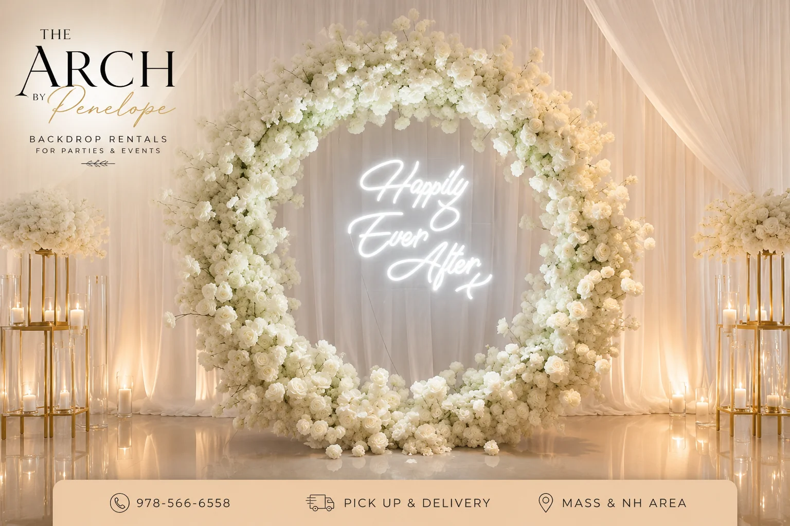 White floral circular backdrop